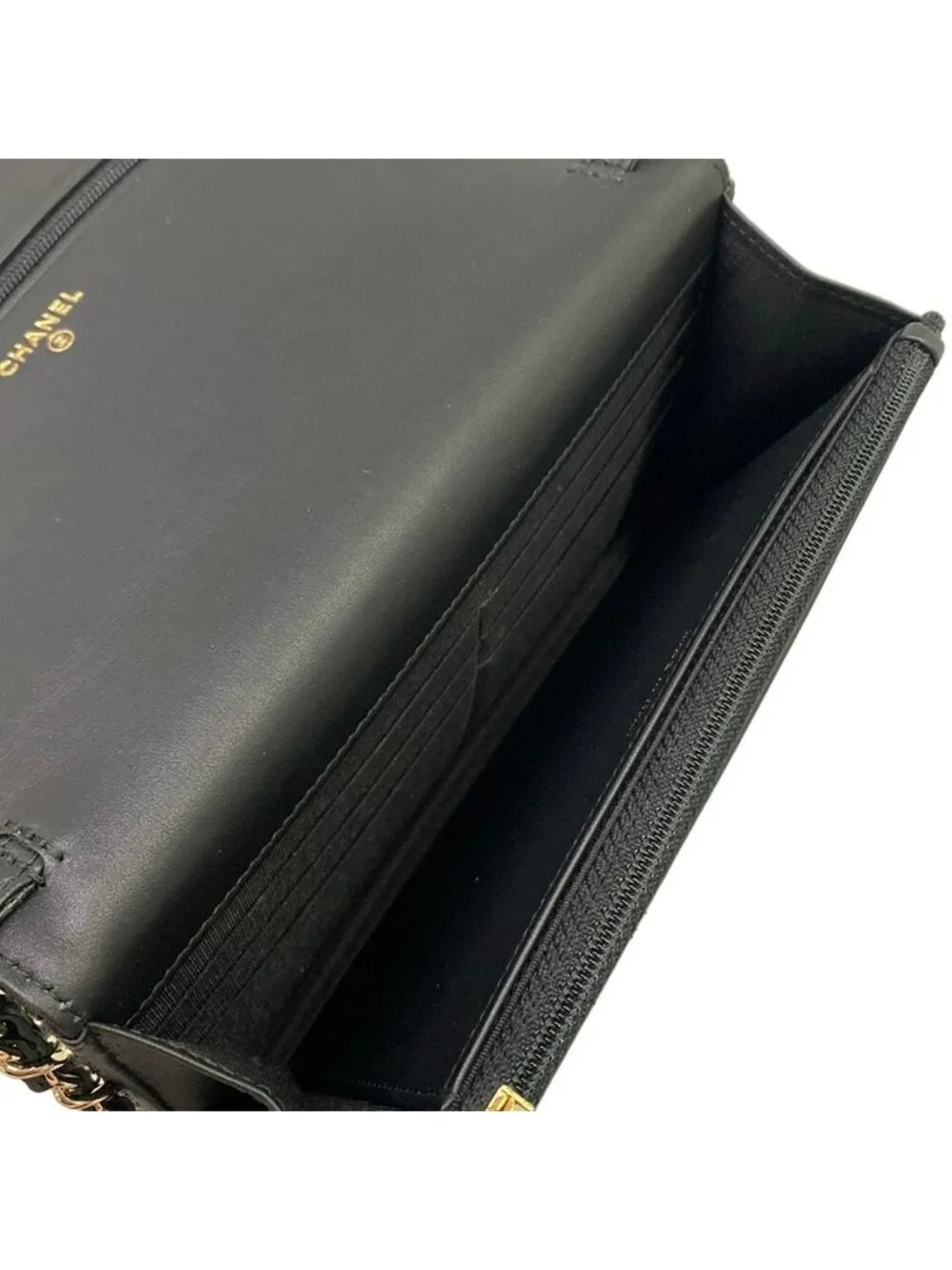 Chanel Wallet Quilted Black Chain Leather Shoulder Bag